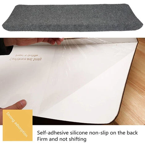 OOBEST Tapis D'escalier 15 Pcs Tissu Aiguilleté Tapis D'escalier Moderne 65x25 Cm Gris 2 OOBEST Tapis D'escalier 15 Pcs Tissu Aiguilleté Tapis D'escalier Moderne 65x25 Cm Gris – Image 2