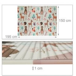 Relaxdays Tapis De Jeux Bébé, Animaux De La Forêt, Sans Substances Nocives, Lavable, HLP 1x195x150 Cm, Mousse, Coloré -Tapis et paillasson Soldes 34260465 5