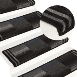 VidaXL Tapis D'escalier Autocollants 15 Pcs 65x25 Cm Noir Et Gris - Noir