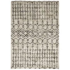 THEDECOFACTORY BERBERE TRIBAL - Tapis 100% Coton Recyclé Motifs Berbères écru Naturel 120x170 - Écru
