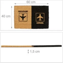 Relaxdays Paillasson Fibre De Coco "Arrival Departure", Tapis, Motif Avion, Intérieur & Extérieur, 40x60 Cm, Nature/noir 9 Relaxdays Paillasson Fibre De Coco "Arrival Departure", Tapis, Motif Avion, Intérieur & Extérieur, 40x60 Cm, Nature/noir -Tapis et paillasson Soldes 34825846 5