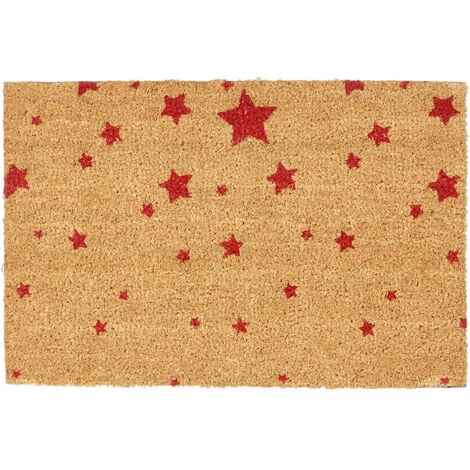 Relaxdays Paillasson Fibres De Coco Tapis De Sol 60x40 Face Anti-dérapante PVC ETOILES Porte Entrée Nature, Rouge 1 Relaxdays Paillasson Fibres De Coco Tapis De Sol 60x40 Face Anti-dérapante PVC ETOILES Porte Entrée Nature, Rouge