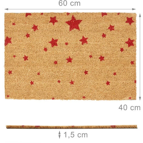 Relaxdays Paillasson Fibres De Coco Tapis De Sol 60x40 Face Anti-dérapante PVC ETOILES Porte Entrée Nature, Rouge 4 Relaxdays Paillasson Fibres De Coco Tapis De Sol 60x40 Face Anti-dérapante PVC ETOILES Porte Entrée Nature, Rouge – Image 4