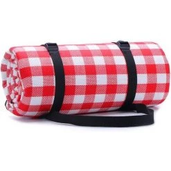 BETTERLIFE Couverture De Pique-nique Avec Support Imperméable 150x200cm XL, Portable Pliable Grand Tapis De Plage Picnicweweakware Pour Parcours De Voyage En Plein Air Activités De Randonnée, Plaid Rouge Et Blanc