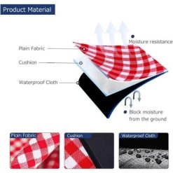 BETTERLIFE Couverture De Pique-nique Avec Support Imperméable 150x200cm XL, Portable Pliable Grand Tapis De Plage Picnicweweakware Pour Parcours De Voyage En Plein Air Activités De Randonnée, Plaid Rouge Et Blanc 7 BETTERLIFE Couverture De Pique-nique Avec Support Imperméable 150x200cm XL, Portable Pliable Grand Tapis De Plage Picnicweweakware Pour Parcours De Voyage En Plein Air Activités De Randonnée, Plaid Rouge Et Blanc -Tapis et paillasson Soldes 35003821 3