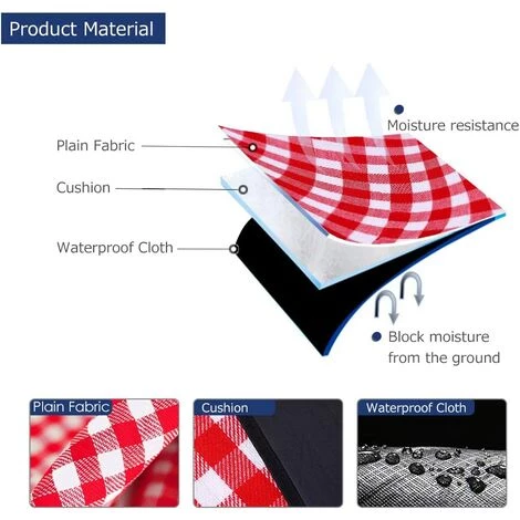 BETTERLIFE Couverture De Pique-nique Avec Support Imperméable 150x200cm XL, Portable Pliable Grand Tapis De Plage Picnicweweakware Pour Parcours De Voyage En Plein Air Activités De Randonnée, Plaid Rouge Et Blanc 3 BETTERLIFE Couverture De Pique-nique Avec Support Imperméable 150x200cm XL, Portable Pliable Grand Tapis De Plage Picnicweweakware Pour Parcours De Voyage En Plein Air Activités De Randonnée, Plaid Rouge Et Blanc – Image 3