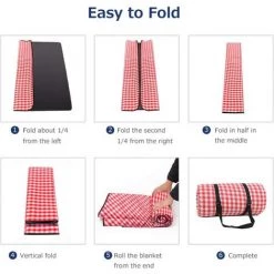 BETTERLIFE Couverture De Pique-nique Avec Support Imperméable 150x200cm XL, Portable Pliable Grand Tapis De Plage Picnicweweakware Pour Parcours De Voyage En Plein Air Activités De Randonnée, Plaid Rouge Et Blanc 9 BETTERLIFE Couverture De Pique-nique Avec Support Imperméable 150x200cm XL, Portable Pliable Grand Tapis De Plage Picnicweweakware Pour Parcours De Voyage En Plein Air Activités De Randonnée, Plaid Rouge Et Blanc -Tapis et paillasson Soldes 35003821 5