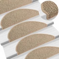 Tapis D'escalier Autocollants 15 Pcs 65x25 Cm Beige Foncé VidaXL