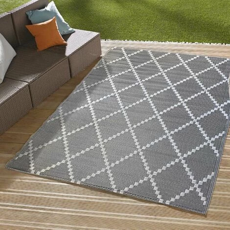 HOMEMAISON Tapis Outdoor Tressé Recto/verso Gris 120 X 160 Cm - Gris 1 HOMEMAISON Tapis Outdoor Tressé Recto/verso Gris 120 X 160 Cm - Gris