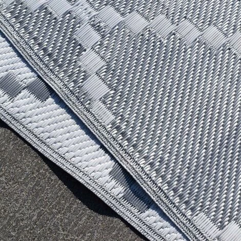 HOMEMAISON Tapis Outdoor Tressé Recto/verso Gris 120 X 160 Cm - Gris 2 HOMEMAISON Tapis Outdoor Tressé Recto/verso Gris 120 X 160 Cm - Gris – Image 2