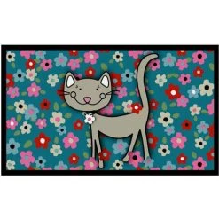 Tapis Velvet Dessin Chat&Fleur45x75 - MERCURY