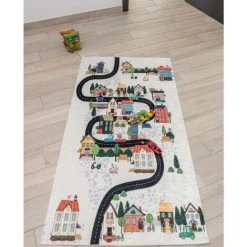 HOMEMAISON Tapis Enfant Circuit De Voiture Blanc 160 X230 Cm