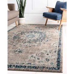 HOMEMAISON Tapis Déco Vintage Bleu 160 X 230 Cm - Bleu