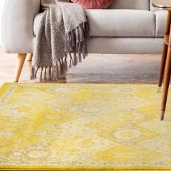 HOMEMAISON Tapis Déco Aux Coloris Flamboyants Jaune 120 X170 Cm - Jaune