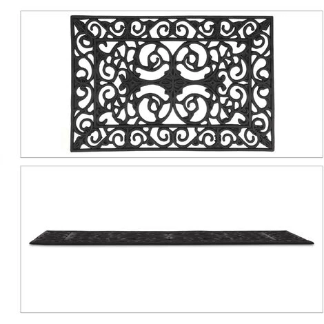 Relaxdays Paillasson Caoutchouc, 40x60 Cm, Antidérapant, Résistant Aux Intempéries, Intérieur Et Extérieur, Tapis, Noir 2 Relaxdays Paillasson Caoutchouc, 40x60 Cm, Antidérapant, Résistant Aux Intempéries, Intérieur Et Extérieur, Tapis, Noir – Image 2
