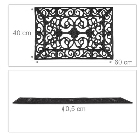 Relaxdays Paillasson Caoutchouc, 40x60 Cm, Antidérapant, Résistant Aux Intempéries, Intérieur Et Extérieur, Tapis, Noir 5 Relaxdays Paillasson Caoutchouc, 40x60 Cm, Antidérapant, Résistant Aux Intempéries, Intérieur Et Extérieur, Tapis, Noir – Image 5