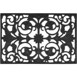 Relaxdays Paillasson Caoutchouc, 40x60 Cm, Antidérapant, Résistant Aux Intempéries, Intérieur Et Extérieur, Tapis, Noir