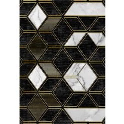 HOMEMAISON Tapis Déco Aux Motifs Dorés Noir 50 X80 Cm - Noir -Tapis et paillasson Soldes 35541626 3