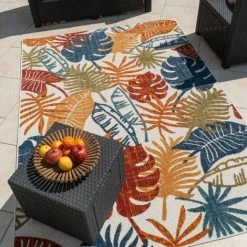 HOMEMAISON Tapis Extérieur/intérieur à Feuillage Coloré MULTI 120 X 160 Cm - MULTI