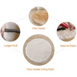 ASUPERMALL Tapis Moelleux Rond En Peluche En Laine Artificielle Tapis De Sol Decoratif Pour La Maison Pour Salon Chambre Chambre D'Enfants, Gris Fonce 600Mm - Gris Fonce 600Mm -Tapis et paillasson Soldes 35650347 4