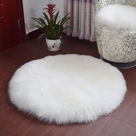 PERLE RARE Tapis En Fausse Fourrure, Imitation Polaire Moelleuse Zone Tapis Antidérapant Tapis De Yoga Pour Le Salon Chambre à Coucher Canapé Tapis De Sol (Rond Blanc, 45 X 45 Cm) 3 PERLE RARE Tapis En Fausse Fourrure, Imitation Polaire Moelleuse Zone Tapis Antidérapant Tapis De Yoga Pour Le Salon Chambre à Coucher Canapé Tapis De Sol (Rond Blanc, 45 X 45 Cm) – Image 3