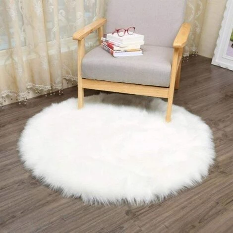PERLE RARE Tapis En Fausse Fourrure, Imitation Polaire Moelleuse Zone Tapis Antidérapant Tapis De Yoga Pour Le Salon Chambre à Coucher Canapé Tapis De Sol (Rond Blanc, 45 X 45 Cm) 4 PERLE RARE Tapis En Fausse Fourrure, Imitation Polaire Moelleuse Zone Tapis Antidérapant Tapis De Yoga Pour Le Salon Chambre à Coucher Canapé Tapis De Sol (Rond Blanc, 45 X 45 Cm) – Image 4