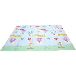 TEAMSON KIDS Tapis De Jeu D’éveil Pliable Pour Enfant Bébé Double Face 2 En 1 Hot Air Balloons Fantasy Fields PS-PM002 - Bleu
