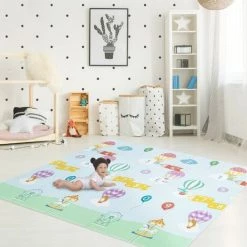 TEAMSON KIDS Tapis De Jeu D’éveil Pliable Pour Enfant Bébé Double Face 2 En 1 Hot Air Balloons Fantasy Fields PS-PM002 - Bleu -Tapis et paillasson Soldes 35976593 3