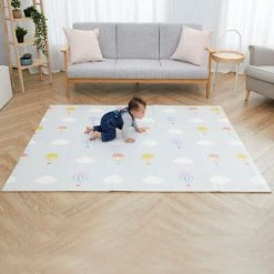 TEAMSON KIDS Tapis De Jeu D’éveil Pliable Pour Enfant Bébé Double Face 2 En 1 Hot Air Balloons Fantasy Fields PS-PM002 - Bleu -Tapis et paillasson Soldes 35976593 5