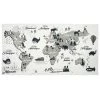 Paris Prix - Tapis Enfant "mappemonde" 70x140cm Blanc & Gris
