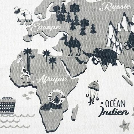 Paris Prix - Tapis Enfant "mappemonde" 70x140cm Blanc & Gris 2 Paris Prix - Tapis Enfant "mappemonde" 70x140cm Blanc & Gris – Image 2