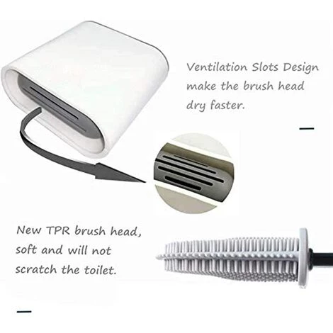 ABCRITAL Brosse De Toilette, Brosse De Toilette Et Récipient, Brosse De Toilette En Silicone Sans Perçage, Brosse De Toilette Plate De Qualité Supérieure Avec Ensemble De Supports À Séchage Rapide 3 ABCRITAL Brosse De Toilette, Brosse De Toilette Et Récipient, Brosse De Toilette En Silicone Sans Perçage, Brosse De Toilette Plate De Qualité Supérieure Avec Ensemble De Supports À Séchage Rapide – Image 3