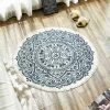 THSINDE Tapis Rond En Coton 90 Cm Tapis De Sol Tissé à La Main Lavable En Machine Avec Pompon Pour La Cuisine à La Maison, Salon, Chambre (diamètre 90 Cm)
