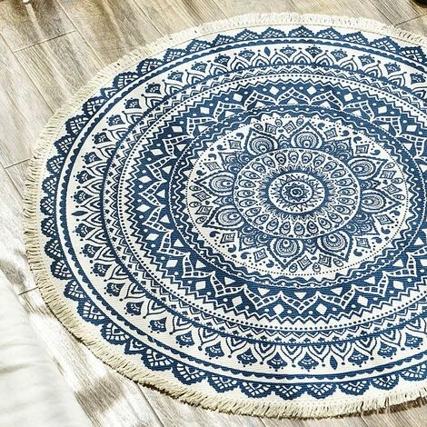 THSINDE Tapis Rond En Coton 90 Cm Tapis De Sol Tissé à La Main Lavable En Machine Avec Pompon Pour La Cuisine à La Maison, Salon, Chambre (diamètre 90 Cm) 3 THSINDE Tapis Rond En Coton 90 Cm Tapis De Sol Tissé à La Main Lavable En Machine Avec Pompon Pour La Cuisine à La Maison, Salon, Chambre (diamètre 90 Cm) – Image 3