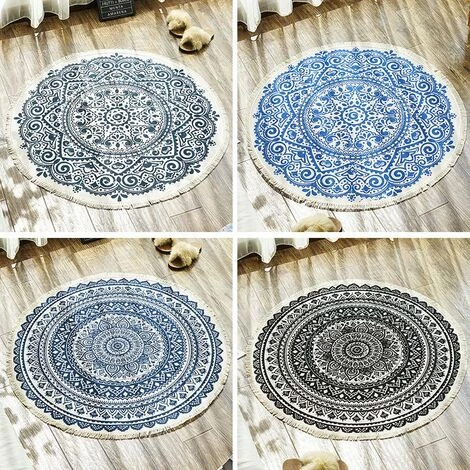 THSINDE Tapis Rond En Coton 90 Cm Tapis De Sol Tissé à La Main Lavable En Machine Avec Pompon Pour La Cuisine à La Maison, Salon, Chambre (diamètre 90 Cm) 5 THSINDE Tapis Rond En Coton 90 Cm Tapis De Sol Tissé à La Main Lavable En Machine Avec Pompon Pour La Cuisine à La Maison, Salon, Chambre (diamètre 90 Cm) – Image 5