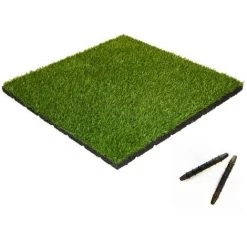 MFL Dalle En Caoutchouc Avec Couche Supérieure En Gazon Artificiel 55 Mm - 50x50 Cm - Avec Connecteurs