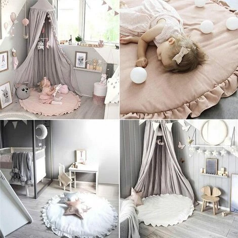 LangRay Solide Couleur Volants Bord Rond Souple Tapis De Ramper Bébé Jouer Coussin De Sol Pad Décor 2 LangRay Solide Couleur Volants Bord Rond Souple Tapis De Ramper Bébé Jouer Coussin De Sol Pad Décor – Image 2