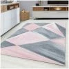 ALLOTAPIS Tapis Graphique Pour Salon Design Rectangle Adel Rose 80x150 - Rose