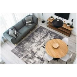 ALLOTAPIS Tapis Design Pour Salon Rectangle à Mèches Courtes Julia Argenté 160x230 - Argenté