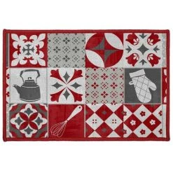 Paris Prix - Tapis Imprimé "digital Credence" 40x60cm Rouge