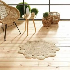 Paris Prix - Tapis Déco Rond En Jute "cordou" 90cm Naturel -Tapis et paillasson Soldes 36892590 5