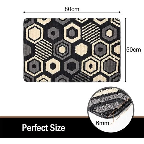 TRIOMPHE Color&Geometry Paillasson Antidérapant, Tapis De Porte | Doux | Lavable En Machine | Absorbant Et Résistant | Tapis Pour Intérieur, Extérieur, Entrée, Escaliers, Couloir, Cour - 50 X 80 Cm, Noir 2 TRIOMPHE Color&Geometry Paillasson Antidérapant, Tapis De Porte | Doux | Lavable En Machine | Absorbant Et Résistant | Tapis Pour Intérieur, Extérieur, Entrée, Escaliers, Couloir, Cour - 50 X 80 Cm, Noir – Image 2