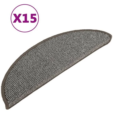 Tapis De Marches D'escalier 15 Pcs Gris 56x17x3 Cm VidaXL 2 Tapis De Marches D'escalier 15 Pcs Gris 56x17x3 Cm VidaXL – Image 2