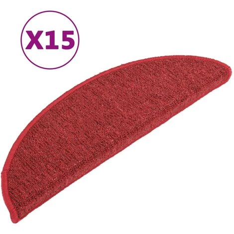 VidaXL Tapis De Marches D'escalier 15 Pcs Rouge 56x17x3 Cm - Rouge 2 VidaXL Tapis De Marches D'escalier 15 Pcs Rouge 56x17x3 Cm - Rouge – Image 2