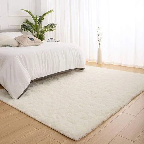 BEARSU Tapis Shaggy Doux Pour Chambre à Coucher Tapis De Salon Moelleux Tapis De Pépinière Filles Tapis Enfants Décor à La Maison Tapis 4 X 5,3 Pieds Blanc Crème 5 BEARSU Tapis Shaggy Doux Pour Chambre à Coucher Tapis De Salon Moelleux Tapis De Pépinière Filles Tapis Enfants Décor à La Maison Tapis 4 X 5,3 Pieds Blanc Crème – Image 5