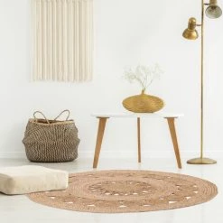 TAPIS ROND JUTE AJOURE 90CM -Tapis et paillasson Soldes 37105746 3