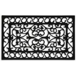 Relaxdays Paillasson Caoutchouc, LXP 75x45 Cm, Antidérapant, Résistant Aux Intempéries, Tapis Extérieur Intérieur, Noir