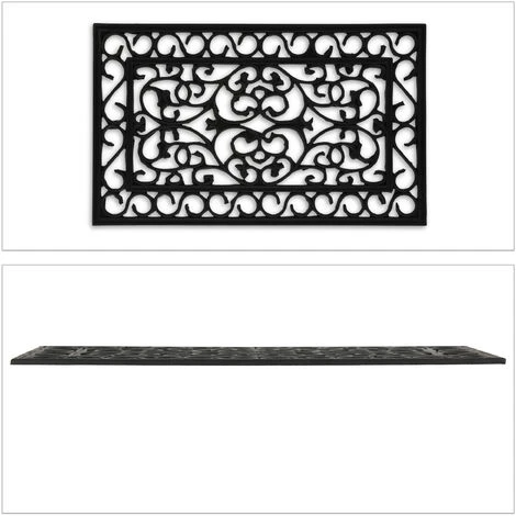 Relaxdays Paillasson Caoutchouc, LXP 75x45 Cm, Antidérapant, Résistant Aux Intempéries, Tapis Extérieur Intérieur, Noir 2 Relaxdays Paillasson Caoutchouc, LXP 75x45 Cm, Antidérapant, Résistant Aux Intempéries, Tapis Extérieur Intérieur, Noir – Image 2