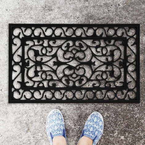 Relaxdays Paillasson Caoutchouc, LXP 75x45 Cm, Antidérapant, Résistant Aux Intempéries, Tapis Extérieur Intérieur, Noir 3 Relaxdays Paillasson Caoutchouc, LXP 75x45 Cm, Antidérapant, Résistant Aux Intempéries, Tapis Extérieur Intérieur, Noir – Image 3