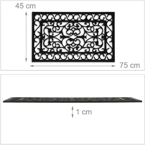 Relaxdays Paillasson Caoutchouc, LXP 75x45 Cm, Antidérapant, Résistant Aux Intempéries, Tapis Extérieur Intérieur, Noir 5 Relaxdays Paillasson Caoutchouc, LXP 75x45 Cm, Antidérapant, Résistant Aux Intempéries, Tapis Extérieur Intérieur, Noir – Image 5